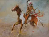 The Flaming Arrow by Hugh Sawrey, oil on canvas, offered Mar 2019