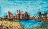 Brisbane River by Pro Hart, oil on board, sold Mar 2019