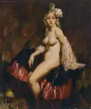 The Showgirl by Norman Lindsay, oil on canvas on board, sold Nov 2018