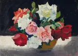 Ethel Carrick, Bowl of Roses c1942