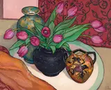 Criss Canning, Bird of Paradise Vase with Tulips 1996, 1996, oil on canvas