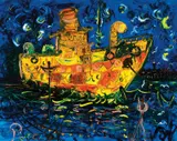 John Perceval, Boat at Night (Williamstown series), oil on Belgian linen
