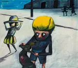 School Children at Play 1953 by Charles Blackman, 1953, oil on canvas on board, offered Nov 2018