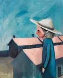 Charles Blackman, Schoolgirl and Buildings c1952-53
