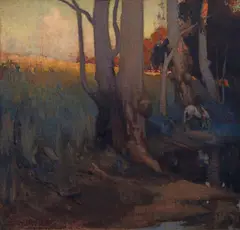 Landscape 1900 by George Washington Lambert, 1900, oil on canvas on board, sold Nov 2018