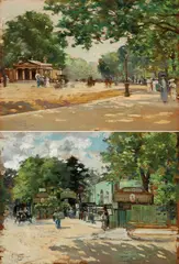 Girolamo P. Nerli, (i) Hyde Park Promenade (ii) The Bull and Bush, Hampstead, oil on board