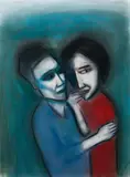 Robert Dickerson, The Lovers, pastel on paper