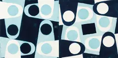 Peter Atkins, Pendant Pattern #1 & Pendant Pattern #4 (from the Pendant Suite) 1998, 1998, enamel and oil on canvas (2)