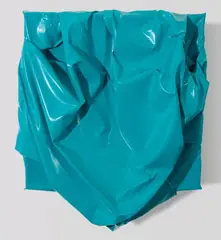 Loose Fit (Turquoise) 2004 by Angela de la Cruz, 2004, oil on canvas on wood, sold Aug 2018