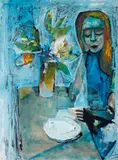 Reflections 1958 by Charles Blackman, 1958, oil on board, sold Aug 2018
