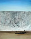 Arthur Boyd, Aeroplane, Riverbank and Carcass 1979, 1979, oil on canvas