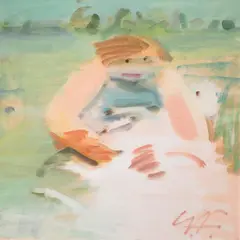 Sam Fullbrook, Young Shearer in a Landscape, oil on canvas