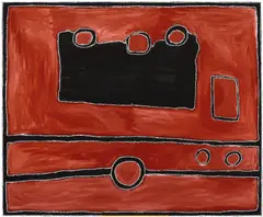 Rajiban 2004 by Rammey Ramsey, 2004, natural ochre and synthetic polymer paint on canvas, sold Aug 2018