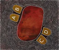 Gordon Bennett, Psychotopographical Landscape (Pastoral) No.12 1990, 1990, synthetic polymer paint on Hans Heysen print on board