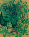 Girl and Ferns c1964 by Charles Blackman, c1964, oil on board, sold Aug 2018