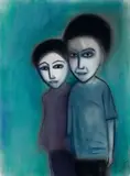 Robert Dickerson, Best Friends, pastel on paper