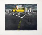 Jeffrey Smart, The Waiting Bus 1986, 1986, colour lithograph
