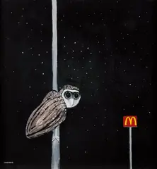 Noel McKenna, Sooty Owl 1997, 1997, oil and enamel on cardboard