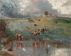 Approaching Storm by Walter Withers, oil on canvas, sold Apr 2018