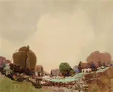 Blamire Young, Landscape with Haystack