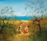 David Boyd, Children Playing by the Sea, oil on canvas