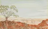 Near Callabonna 1967 by Russell Drysdale, 1967, ink and watercolour on paper, sold Apr 2018