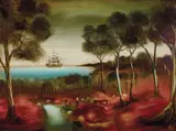 Endeavour Watering by Pro Hart, oil on board, sold Apr 2018