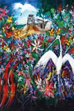 Waterbirds, Mine and Wildflowers c1987 by Pro Hart, c1987, oil on board, offered Apr 2018