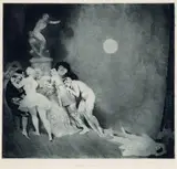 Norman Lindsay, Death of Pierrot 1919, 1919, drypoint, engraving, etching, soft ground and roulette