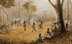 Edward Roper, Aboriginal Corroboree, watercolour, gouache and pencil on paper