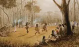 Edward Roper, Aboriginal Corroboree, watercolour, gouache and pencil on paper