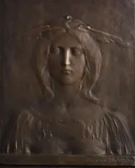Silence (also known as Goddess) c1894 by Bertram Mackennal, c1894, bronze relief, sold Nov 2017