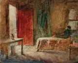 Lloyd Rees, The Red Door 1945, 1945, oil on board