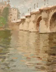 Elizabeth Dickson Gibson, Pont Neuf, Paris, oil on board