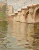 Elizabeth Dickson Gibson, Pont Neuf, Paris, oil on board