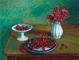 Cherries 1979 by Margaret Olley, 1979, oil on board, sold Nov 2017