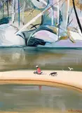 Sandbar with Figure and Dog 1994 by Arthur Boyd, 1994, oil on board, sold Nov 2017