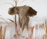 Charging Elephant c1963 by Sidney Nolan, c1963, mixed media on paper, sold Nov 2017