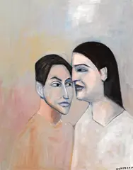Young Lovers by Robert Dickerson, synthetic polymer paint on canvas, offered Nov 2017
