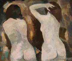 William Frater, Two Nudes 1970, 1970, oil on board
