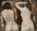 William Frater, Two Nudes 1970, 1970, oil on board