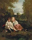 Narcisse Virgile Diaz De La Peña, Zwei Kinder In Landschaft
