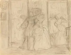 Charles Conder, At the Ball 1906, 1906, pencil on paper