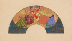 Thea Proctor, The Masked Ball (Fan Design) c1912, c1912, watercolour and gouache on silk