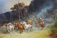 D'Arcy Doyle, Clancy of the Overflow, oil on canvas on board
