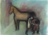 Robert Dickerson, The Farrier, pastel on paper