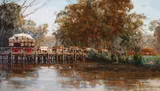 Janet Agnes Cumbrae Stewart, Wagon Train on the Murray 1916, 1916, oil on canvas