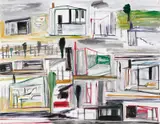 Ken Whisson, Green and Red Farmhouse Painting 2001