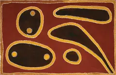 Dingo Holes at Bilaluna (also known as Nyaama Dingo Holes) 1995 by Rover Thomas, 1995, natural earth pigments on canvas, offered Aug 2017