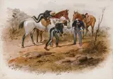S. T. Gill, Tracking, watercolour on paper